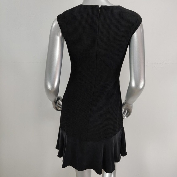 REBECCA TAYLOR Stacy Fit-&-Flare Flounce Black Dress. size 6 women’s work or fun - Picture 4 of 11